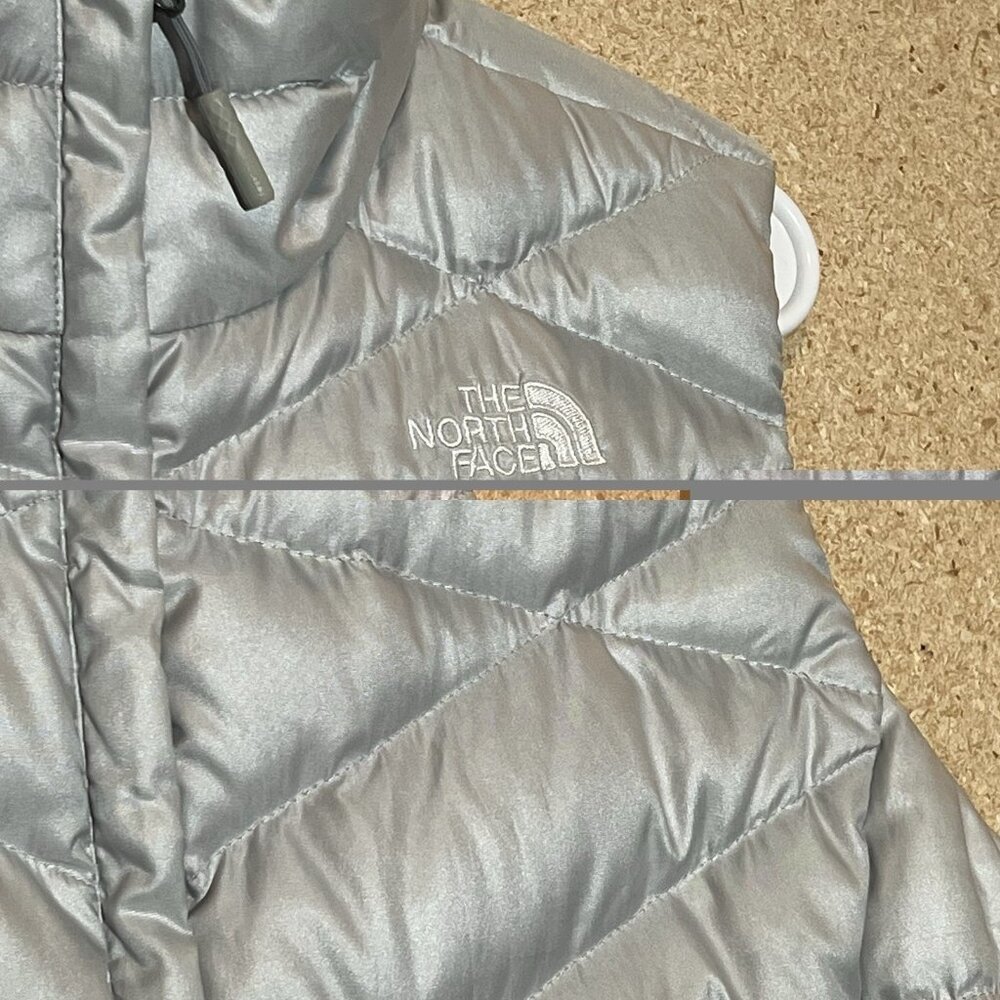 The North Face Vest Women’s Size S 550 Goose Down Puffer Gray Full Zip Aconcagua - Picture 7 of 14